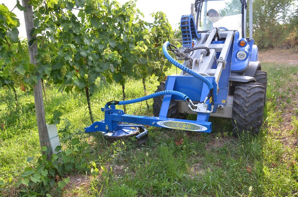 inter row mower in a vineyard