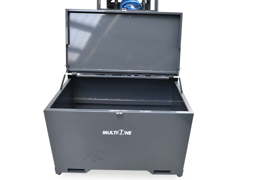 opened job site tool box