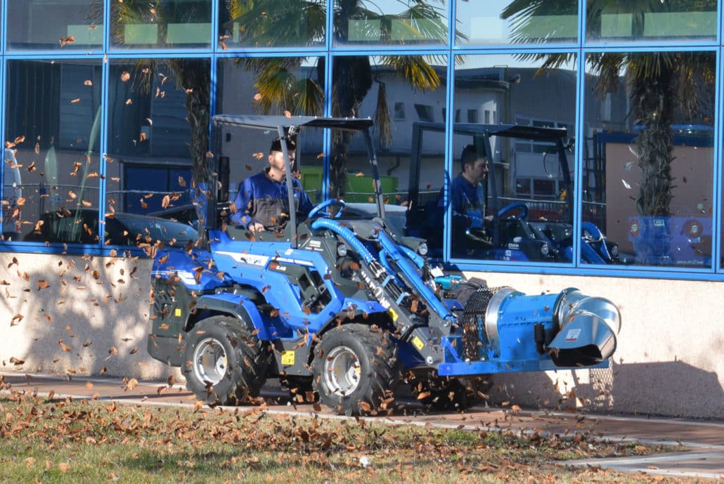 leaf blower in action