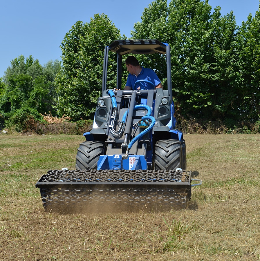 power harrow in action, front view