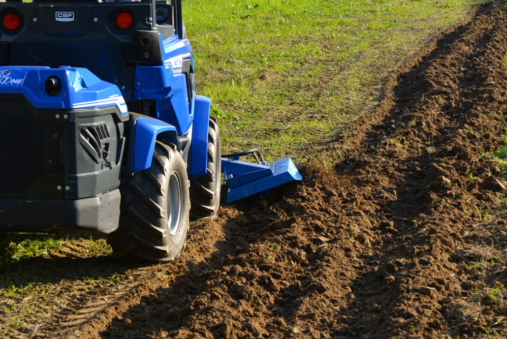 view from behind of a power plough