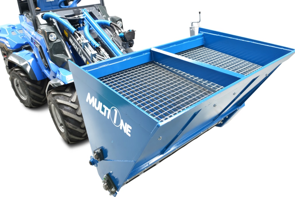 detail of self loading salt spreader, upper view