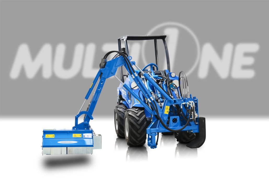 full front view of side boom with flail mower DZ2