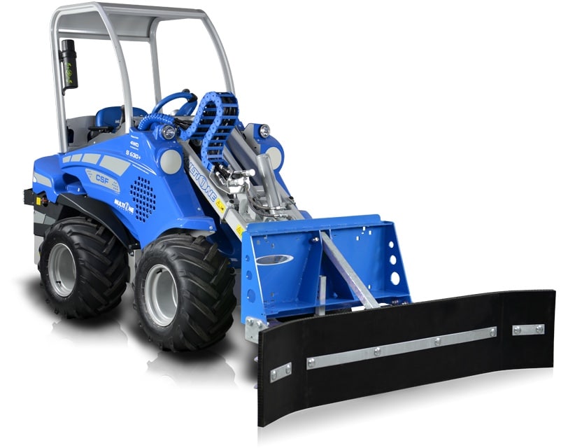 rubber scraper assembled on a mini loader