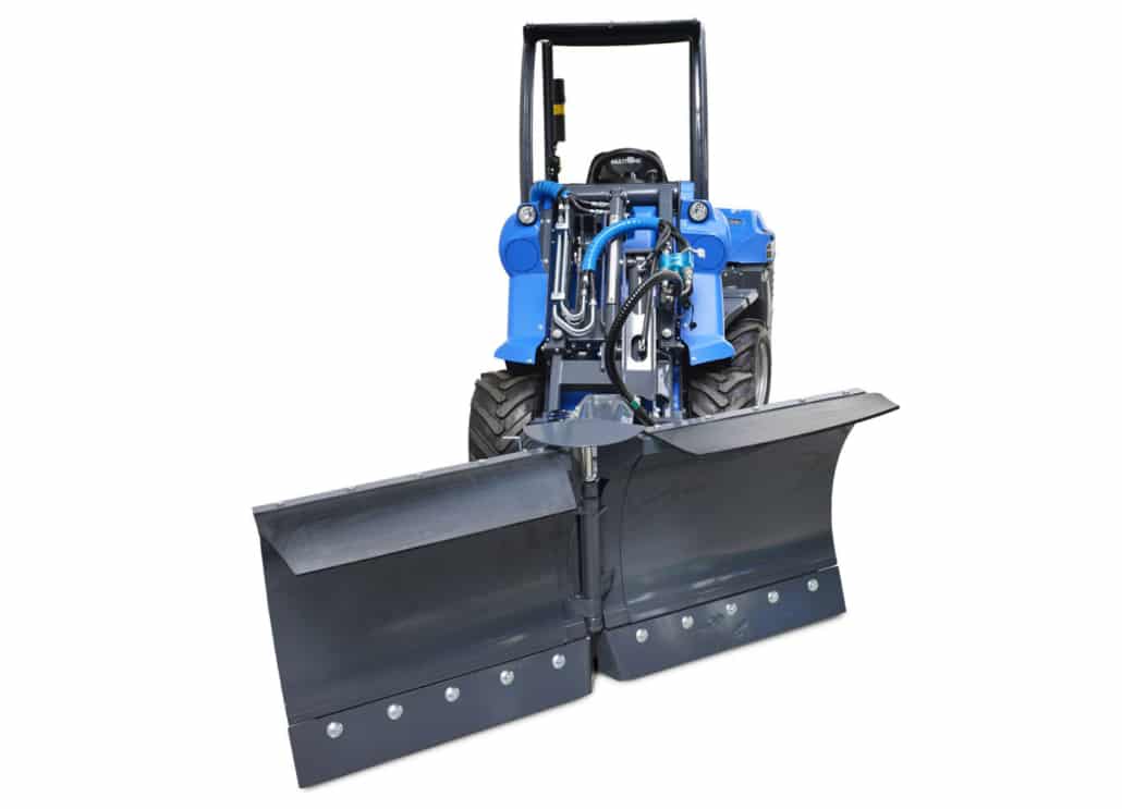 snow plow tilted on the right side